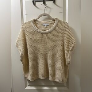 Miou Muse Cream Chunky Knit Crew Neck Sweater